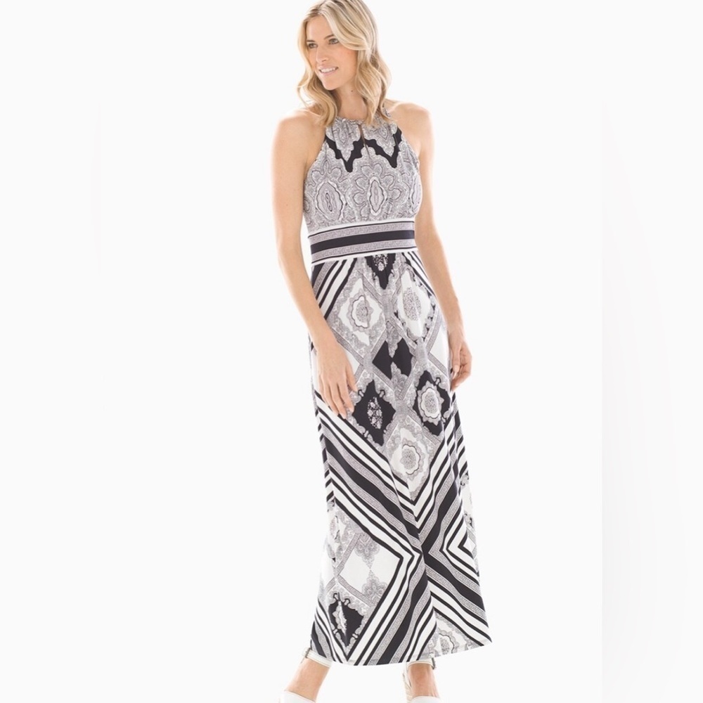Soma Lace Paisley Printed Maxi Dress Black/White Size S